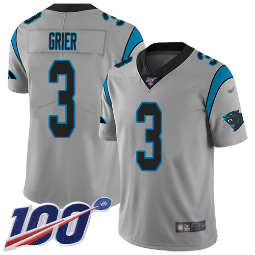 Carolina Panthers Limited Silver Youth Will Grier Jersey NFL Football #3 100th Season Inverted Legend->women nfl jersey->Women Jersey